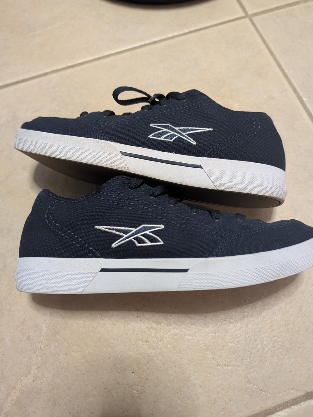 Reebok Navy Blue Canvas Sneakers with White Accents